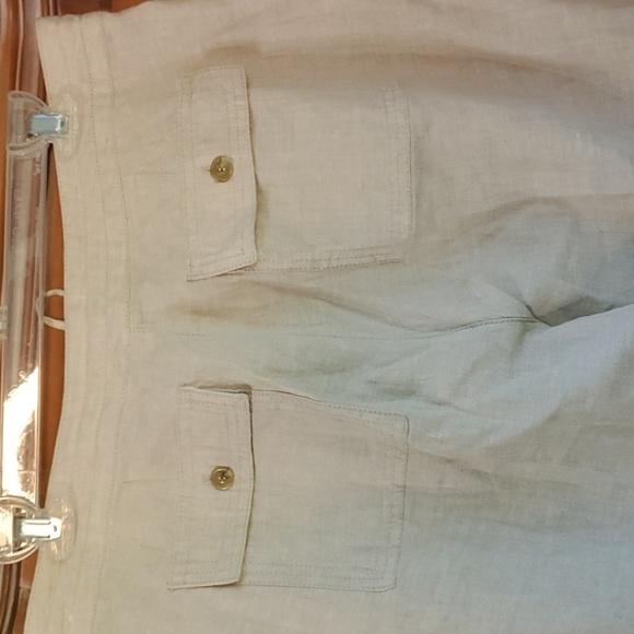 Liz Claiborne linen beige straight leg pants. 10 regular audra. Tie, pockets. - Picture 5 of 12